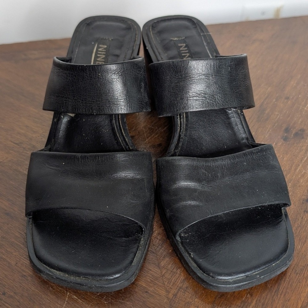 Nine West Women's 8 Black Chunky Strappy‎ Mule Heel Sandals - Picture 7 of 8